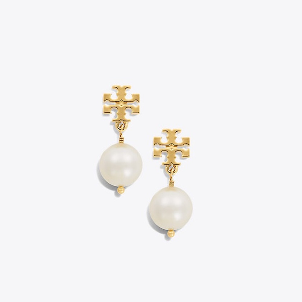 Tory Burch Crystal-pearl Logo Drop Earring $60